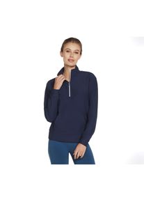 Skechers Performance GoLuxe Rib 1/4 Zip Polyester Damen Pullover Blau