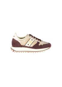 Blauer Beige Leder Damen Sneaker