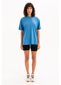 JUSTEVER Damen-T-Shirt aus 100 % Baumwolle, Oversize-Passform, Rundhalsausschnitt, Blau - Halo