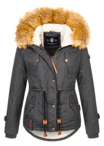 Navahoo Damen Winterjacke Pearl &ndash; Kurz-Parka mit Teddyfell & Abnehmbarem Kunstfellkragen