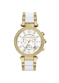 Michael Kors Parker MK6119 Damen Zwei-Farben Chronographuhr 39 mm Gold & Wei&szlig;