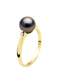 Ringdiamanten 0,02 cts &ndash; Tahiti-Perle rund 8&ndash;9 mm &ndash; Gelbgold