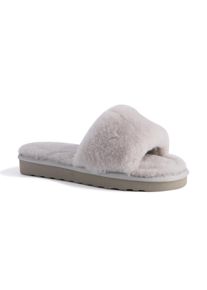 Aus Wooli Australia Damen Schafsfell Fluff Slide Pantoffeln Grau