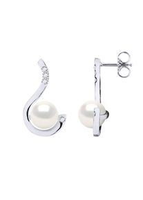 Ohrringe Prestige &ndash; Diamanten 0,08 ct &ndash; Qualit&auml;t HSI &ndash; Wei&szlig;gold &ndash; echte S&uuml;&szlig;wasser-Zuchtperlen rund 7&ndash;8 mm