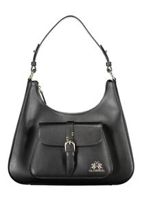 La Martina Damen Schwarz Leder Handtasche