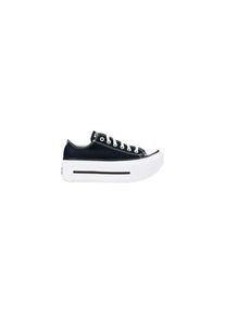Converse Schwarz-Wei&szlig;e Stoff Plattform Sneakers