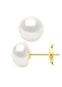 Ohrringe &ndash; Gelbgold &ndash; echte S&uuml;&szlig;wasser-Zuchtperlen, Knopf 9&ndash;10 mm