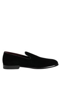 Dolce & Gabbana Dolce & Gabbana Schwarze Samt Slipper Formelle Herren Dress Schuhe