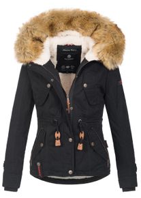 Navahoo Damen Winterjacke Pearl &ndash; Kurz-Parka mit Teddyfell & Abnehmbarem Kunstfellkragen