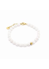 Luxenter Wei&szlig;es Perlenarmband aus 18K Gelbgold - Unwe