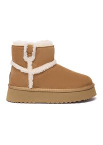 EVER AU Damen Leder Chic Plateau Kurzstiefel - Barren