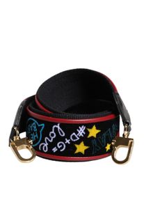 Dolce & Gabbana Schwarze Baumwoll-Tasche mit Druck und Schulterriemen