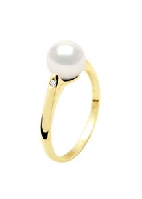 Ring Solit&auml;rdiamanten 0,02 cts &ndash; echte S&uuml;&szlig;wasser-Zuchtperle rund 8&ndash;9 mm