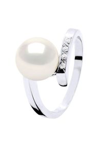 Ringschmuck Diamant 0,04 cts &ndash; hochwertiges Hsi-Wei&szlig;gold &ndash; echte S&uuml;&szlig;wasser-Zuchtperle, rund 8&ndash;9 mm