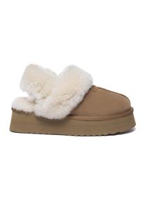 EVER AU Damen Leder Hausschuhe Mit Zwei Abnehmbaren Riemen - Fantail