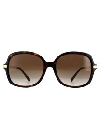 Michael Kors Square Womens Dark Tortoise Gold Braun Gradient Sonnenbrille