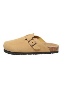 EVER AU Damen Pintail Leder Komfort Clog Sandalen - Camel Wildleder