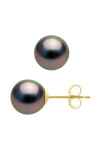 Ohrringe Gelbgold 375 - echte Tahiti-Zuchtperlen halbrund 7,5-8 mm