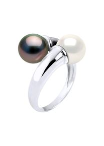 Ring You & Me Prestige aus Silber 925 rhodiniert, verziert mit echten Tahiti-Zuchtperlen und S&Uuml;SSWASSERFARBE NATURWEISS &ndash; 8-9 mm