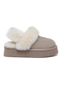 EVER AU Damen Leder Hausschuhe Mit Zwei Abnehmbaren Riemen - Fantail