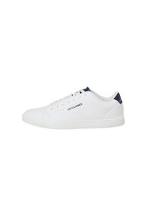 Jack & Jones Herren-Turnschuhe von der Marke Jack & Jones. Der Schuh ist aus hochwertigem Kunstleder gefertigt. Marke: Jack & JonesModellname: BosleyKategorie: HerrenschuheMaterialien: KunstlederFarbe: wei&szlig;, marineblau