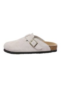 EVER AU Damen Pintail Leder Komfort Clog Sandalen - Taupe Wildleder