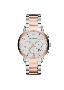 Emporio Armani Elegante Herrenuhr der Marke Armani. Die Uhr hat ein Armband, das auch kleiner gemacht werden kann, das Geh&auml;use hat einen Durchmesser von 44 mm und das Uhrwerk ist Quarz. Marke: ArmaniModellname: AR11209 (44mm)Kategorie: HerrenuhrMaterialien: EdelstahlFarbe: silber, rosa