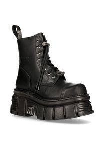 New Rock Combat Tower-Stiefel aus schwarzem Leder &ndash; M-NEWMILI083-S21