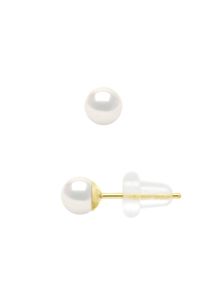 Ohrringe Gelbgold 750 - Echte S&uuml;&szlig;wasser-Zuchtperlen rund 4-5 mm