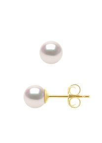 Ohrringe aus Gelbgold 750 und echten japanischen zertifizierten Akoya-Zuchtperlen, rund, 5&ndash;6 mm