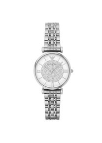 Trendige Damenuhr der Marke Emporio Armani in der Farbe silber. Das Geh&auml;use hat einen Durchmesser von 32mm. Das elegante Armband hat eine Faltschlie&szlig;e. Das Zifferblatt ist mit sch&ouml;nen Schmucksteinen besetzt. Marke: Emporio ArmaniModellname: AR1925 (32mm)Kategorie: DamenuhrMaterialien: EdelstahlFarbe: silberUhr: Quarz