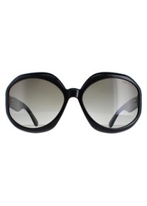 Tom Ford Round Womens Gl&auml;nzend Schwarz Rauch Gradient Georgia 02 FT1011