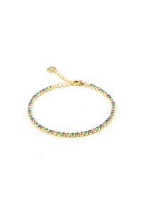 Luxenter 925 Sterling Silber Armband mit mehrfarbigen Zirkonia in 18K Gelbgold - Tahu