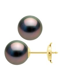 Ohrringe Gelbgold 375 - Echte Tahiti-Zuchtperlen rund 9-10 mm