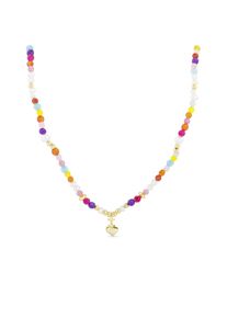 Luxenter Halskette aus 925er Sterlingsilber mit mehrfarbigem Kristall in 18K Gelbgold - Nymox