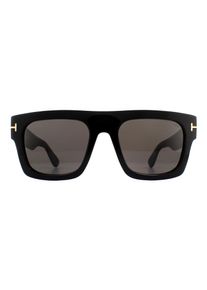 Tom Ford Square Mens Shiny Black Smoke Grey Sonnenbrille