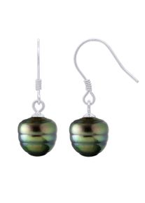 Ohrringe aus Silber 925 und echten Tahiti-Zuchtperlen, eingekreist 9-10 mm