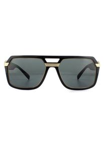 Versace Quadrat Herren Sonnenbrille Schwarz Dunkelgrau