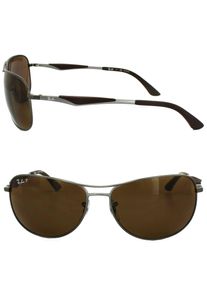 Lunettes de soleil Ray-Ban 3519 029/83 Gunmetal brun polaris&eacute; 59 mm