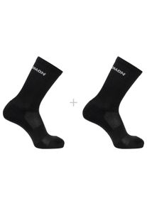 Sportsocken Salomon "EVASION CREW 2-PACK", Damen, Gr. XL (45/47), schwarz (schwarz, schwarz), Obermaterial: 65% Baumwolle, 32% Polyamid, 3% Elasthan, Socken Sportsocken