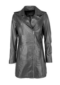 Langjacke JCC "Ledermantel 31020128", Damen, Gr. 46, schwarz, Obermaterial: 100% Lammleder LEL. Futter: 100% Polyester PES., Jacken Langjacke