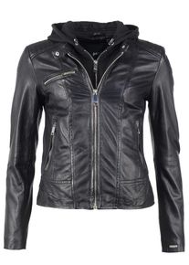 Lederjacke Maze "Lederjacke Mico", Damen, Gr. M, schwarz (schwarz, schwarz), Obermaterial: 100% Lammleder LEL. Futter: 100% Polyester PES., Jacken Lederjacke
