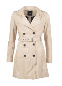 Langjacke Maze "Mantel Culima", Damen, Gr. L, beige (powder), Obermaterial: 100% Lammleder LEL. Futter: 100% Polyester PES., Jacken Langjacke