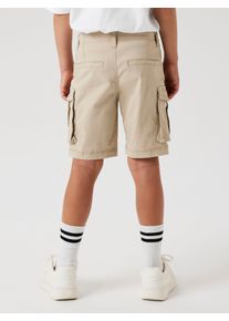 Cargobermudas name it "NKMRYAN REG TWI L SHORTS 6776-BA NOOS", Jungen, Gr. 134, N-Gr, oxford tan (blank), Twill, Obermaterial: 98% Baumwolle, 2% Elasthan, unifarben, washed, regular fit kniefrei, Hosen Cargobermudas, Baumwollmischung, Stretch, Cargotaschen