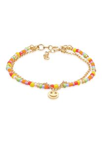 Armkette Elli "Armband Kids Layer Smiling Beads Bunt 925 Silber vergoldet" Gr. 140, bunt, Armb&auml;nder, M&auml;dchen, Silber 925 (Sterlingsilber), Armkette