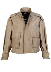 Lederjacke Maze "Lederjacke 42020132", Damen, Gr. XL, grau (taupe), Obermaterial: 100% Lammnappaleder LANA. Futter: 100% Polyester PES., Jacken Lederjacke