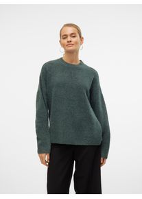 V&eacute;ro Moda Strickpullover VERO MODA "VMBOOM LS O-NECK PULLOVER GA NOOS", Damen, Gr. M, gr&uuml;n (balsam gr&uuml;n detail:melange), Strick, Obermaterial: 85% Polyester, 7% Polyacryl, 5% Wolle, 3% Elasthan, meliert, loose fit normal, Rundhals, Rippstrickb&uuml;ndchen, Pullover Strickpullover