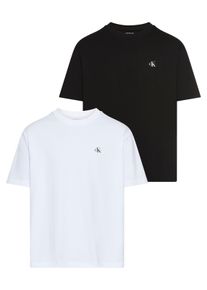 T-Shirt Calvin Klein Jeans "2 PACK UNISEX TEE", Damen, Gr. L, schwarz, Single Jersey, Obermaterial: 100% Baumwolle, unifarben, regular fit h&uuml;ftlang, Rundhals, Shirts T-Shirt, mit Rundhalsausschnitt