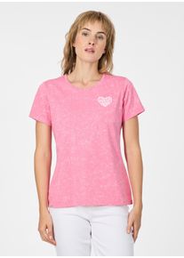 Kurzarmshirt Ragwear "MINTTA PRINT", Damen, Gr. XS, pink, Jersey, Obermaterial: 100% Baumwolle, washed, normal, Rundhals, Shirts Kurzarmshirt, Klassischer Fit aus Baumwolle in ausgewaschener Optik mit Herz-Print