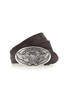 Koppelg&uuml;rtel Mustang "Cody", Damen, Gr. 85, braun (dunkelbraun), Leder, unifarben, G&uuml;rtel Koppelg&uuml;rtel, Vintag-Schlie&szlig;e mit Adler, 4 cm, Used-Look